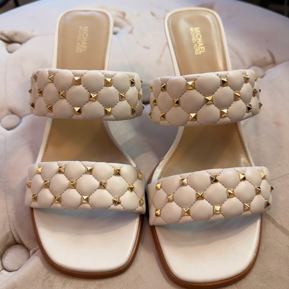 Michael Kors Cream and Gold Studded Sandals